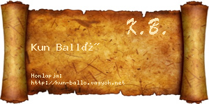 Kun Balló névjegykártya